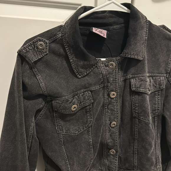 L.A Kitty Black cotton faux jean black jacket - Picture 4 of 6